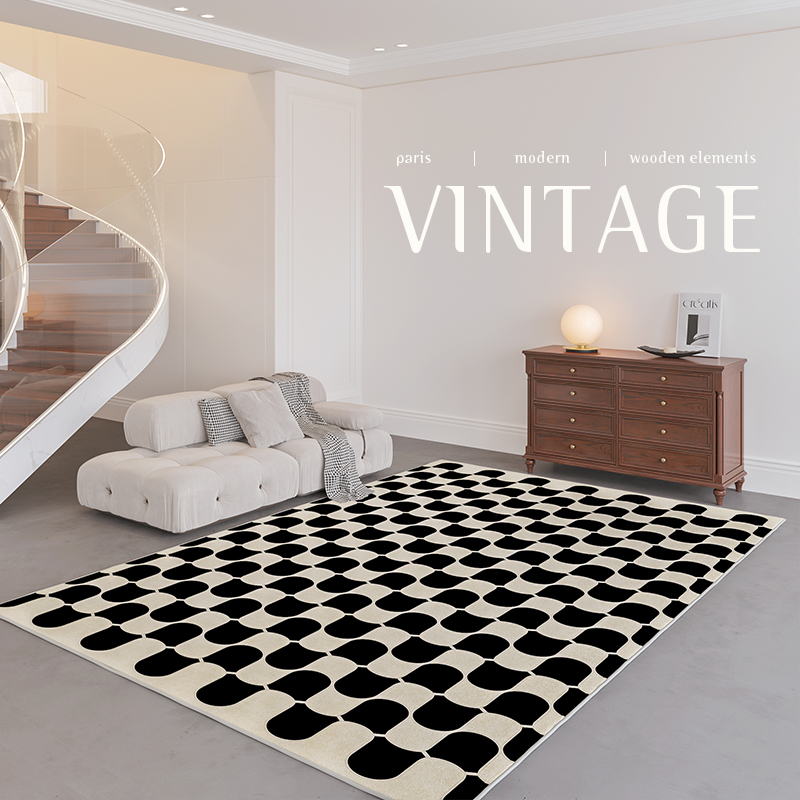 Home Textiles Plaid - French Retro Rugs for Bedroom Checkerboard