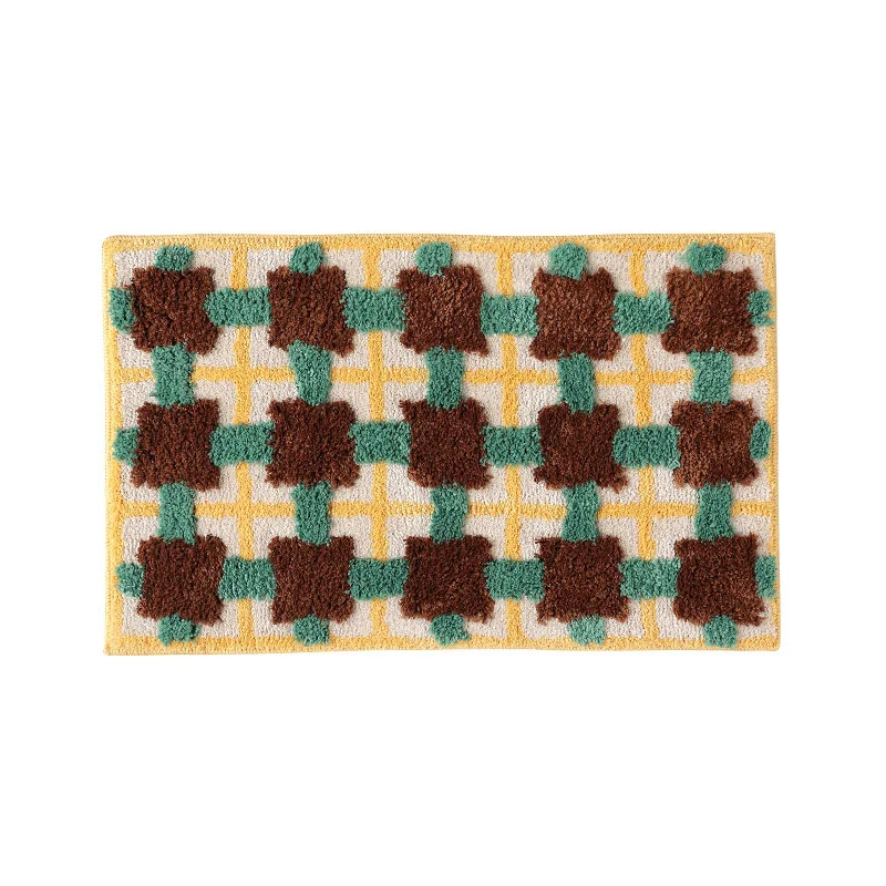 Home Textiles Plaid - VIKAMA Non-Slip Floor Mat, Plaid Bathroom