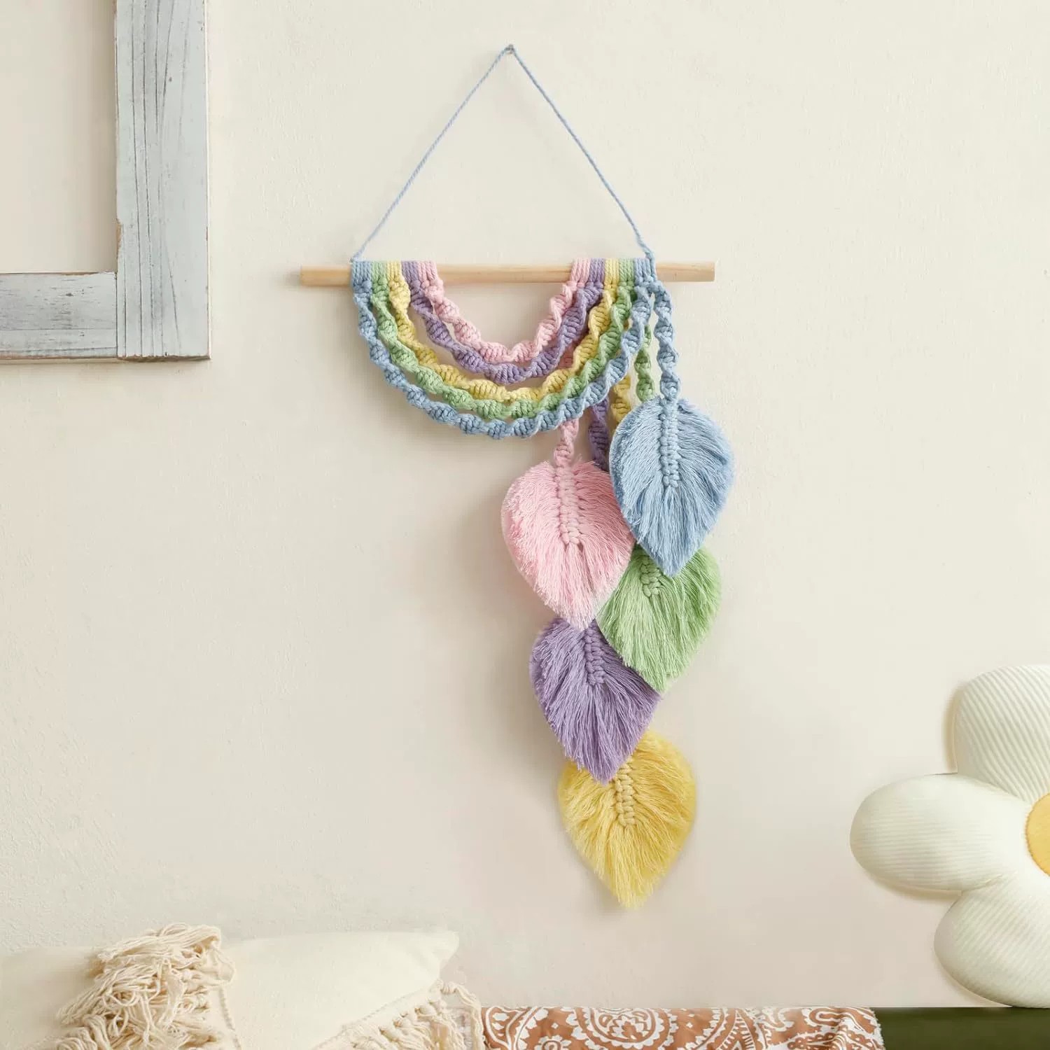 Home Textiles Europe - Tapestries Rainbow Leaves Feather Patterns Nordic