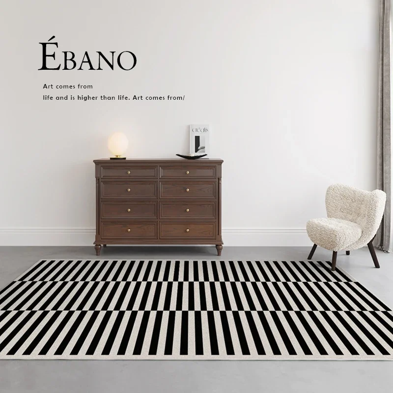 Home Textiles Plaid - Classic Retro Black White Striped Living