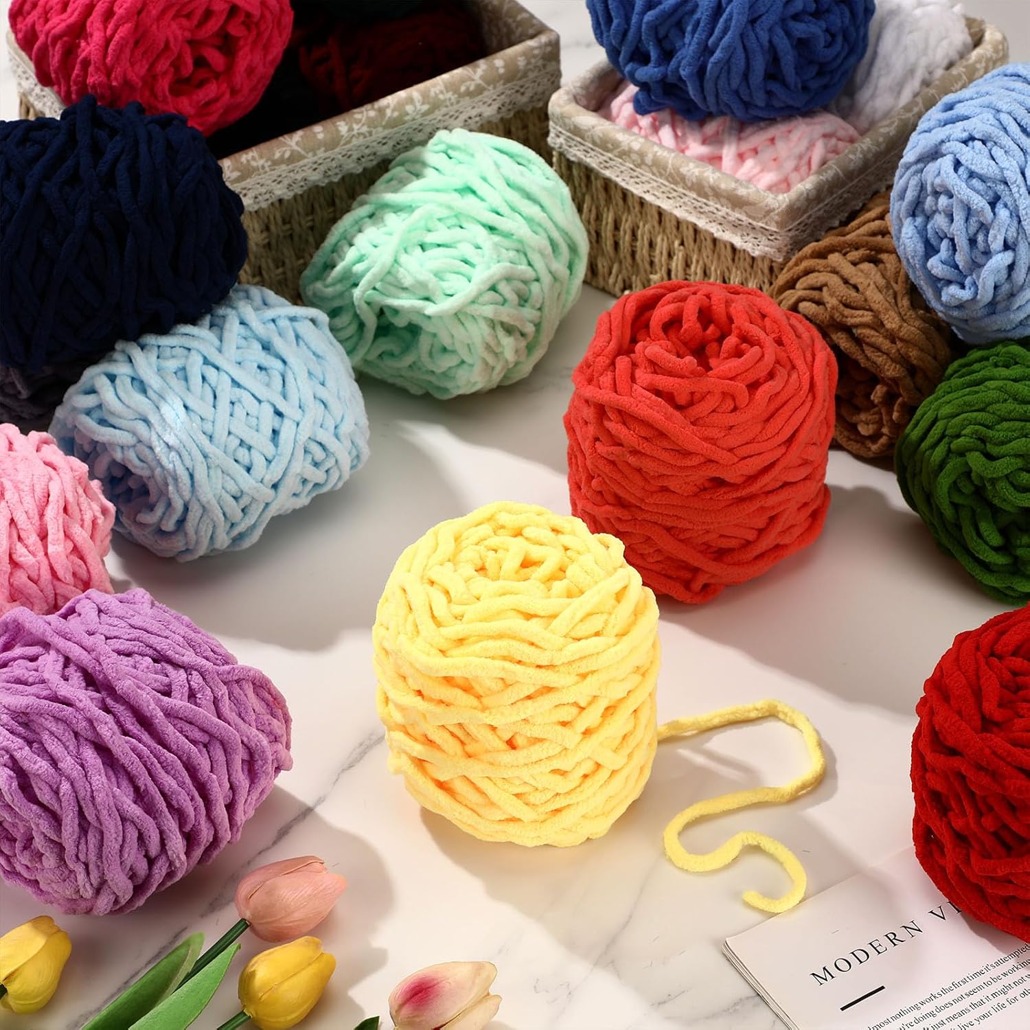 3PCS 300g Chenille Knitting Ya - Wool Blanket Herringbone review and price