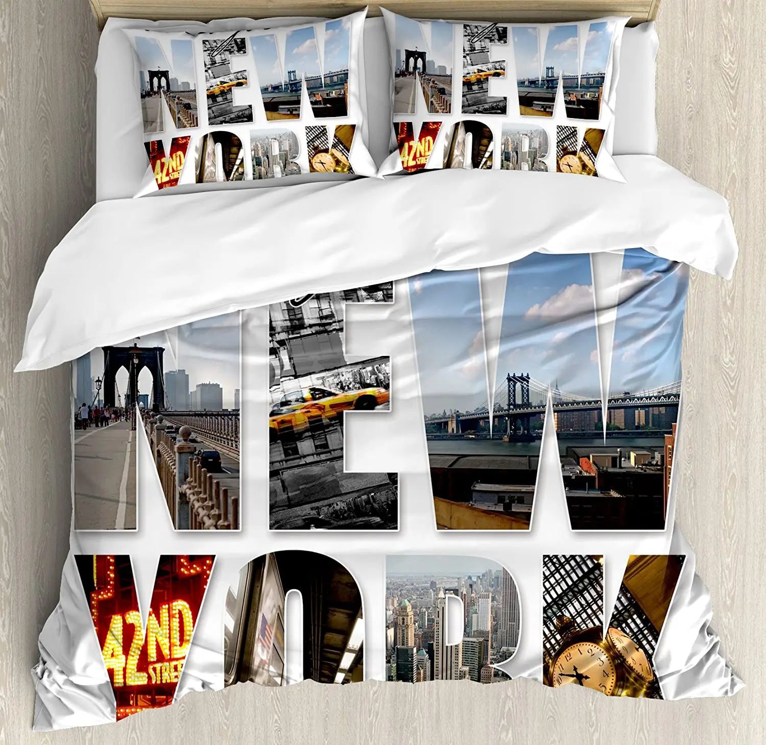 3pcs Bedding Set Grey New York - Home Textiles New York review and price